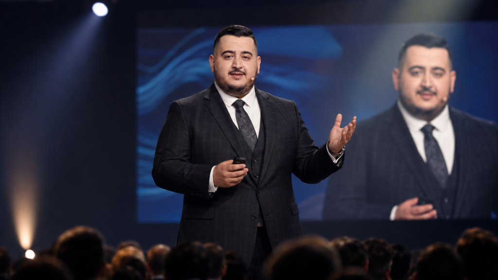 Ioannis Antypas on stage during a cybersecurity keynote